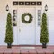 Set of 2/3 4/6/7FT Green Artificial Christmas Porch Tree with red berries,pinecones and warm white lights,3 function w/Foot Pedal